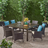 Outdoor Aluminum and Wicker 8 Seater Dining Set - NH193903