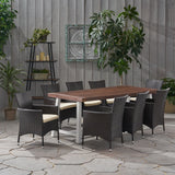 Outdoor Wood and Wicker 8 Seater Dining Set - NH646903