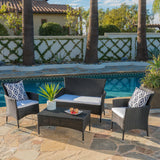 Outdoor 4 Piece Wicker Chat Set with Water Resistant Cushions - NH713303
