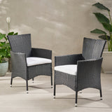 Outdoor Wicker Dining Chairs with Water Resistant Cushions - Set of 2 - NH203303