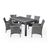 Outdoor Wood and Wicker Expandable Dining Set - NH354503
