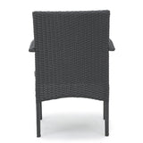 Outdoor Grey Wicker Dining Chairs with Cushions (Set of 2) - NH302003