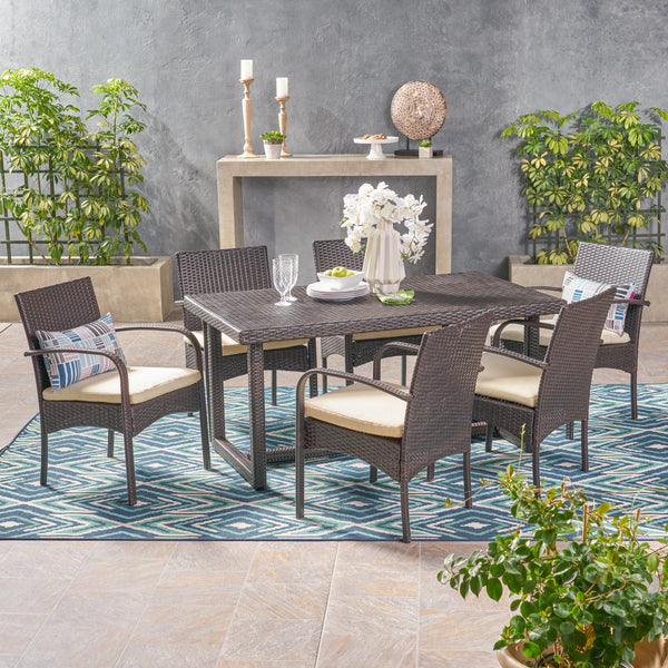 Outdoor 7 Piece Wicker Dining Set - NH727403