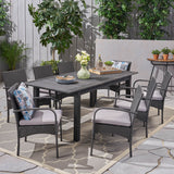 Outdoor 9 Piece Wood and Wicker Expandable Dining Set - NH264503