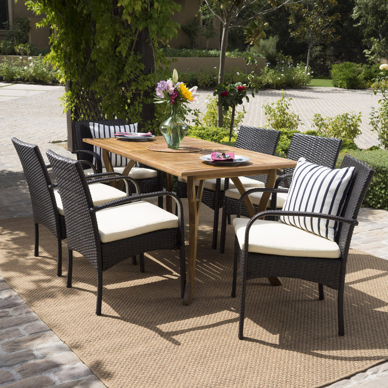 Wicker and Wood 7 Pc. Dining Set - NH598892
