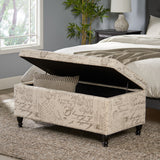 Fabric Storage Ottoman Bench with French Script - NH559592