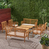 Outdoor Modern Acacia Wood 8 Seater Chat Set with Cushions - NH693113