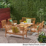 Outdoor Modern Acacia Wood 8 Seater Chat Set with Cushions - NH693113