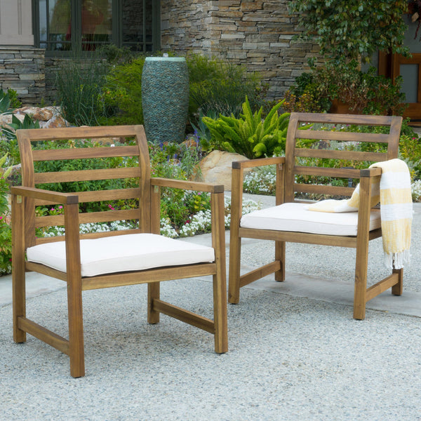 Coastal Outdoor Natural Stained Acacia Wood Club Chair (Set of 2) - NH688992