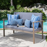 Outdoor Finished Acacia Wood Bench with Water Resistant Fabric Cushion - NH871103