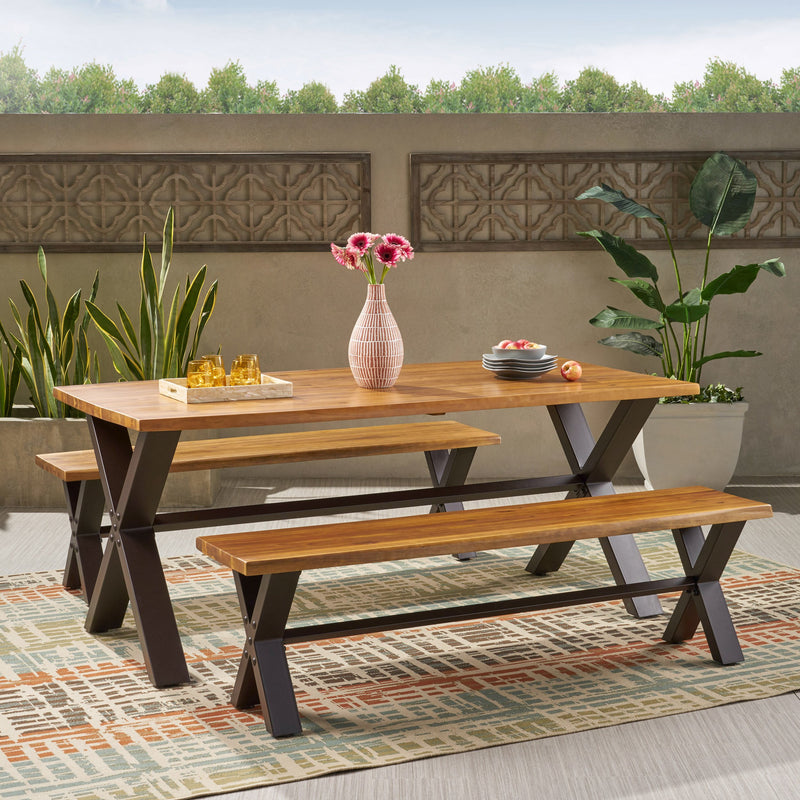 Outdoor 3-piece Acacia Wood Dining Set - NH431692