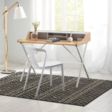 Modern White and Oak Computer Desk with Storage Space - NH426692