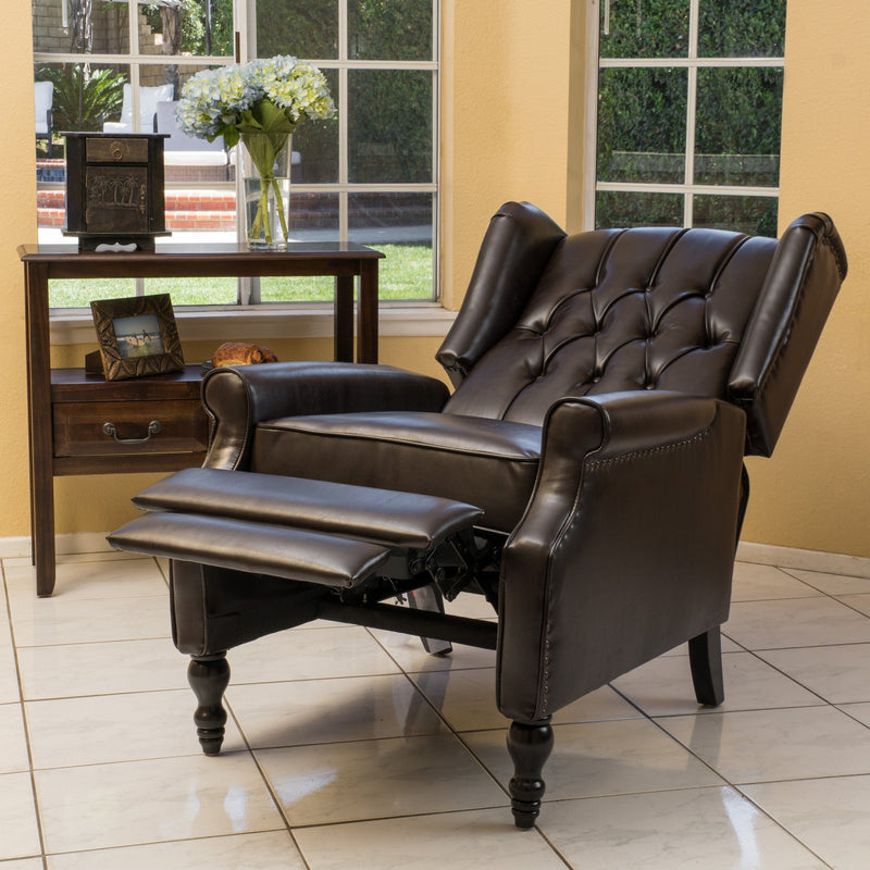 Contemporary Brown Leather Recliner Chair - NH111692