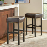 Backless Leather Counter and Bar Stool, Set of 2 - NH635832
