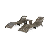 Outdoor Acacia Wood 3 Piece Chaise Lounge Set - NH847213