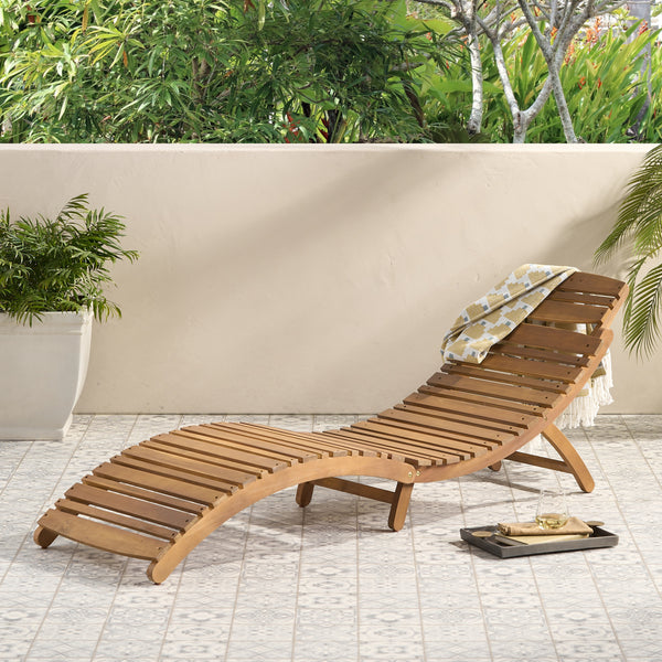 Outdoor Wood Folding Portable Chaise Lounge NH025732 Noble