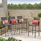 Outdoor Coastal Wicker Backed Barstools with Arms (Set of 2) - NH402103