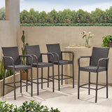 30-Inch Outdoor Brown Wicker Barstool (Set of 4) - NH749592