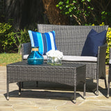 Outdoor Wicker Loveseat and Coffee Table Set - NH753303