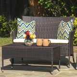 Outdoor Wicker Loveseat and Coffee Table Set - NH753303