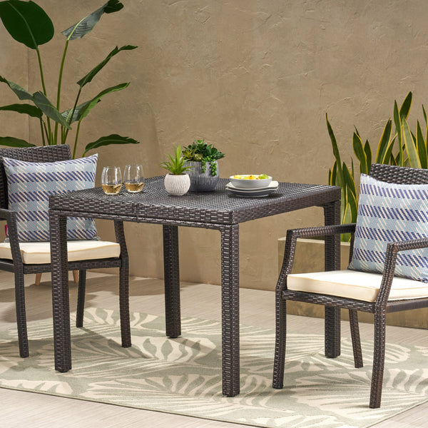 Outdoor Multibrown Wicker Square Dining Table - NH772003