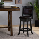24-Inch Black Bonded Leather Swivel Backed Counter Stool - NH436692