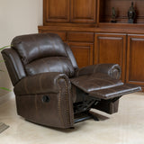 Contemporary Upholstered Faux Leather Gliding Recliner - NH864692