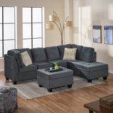 3-piece Charcoal Fabric Sectional Sofa Set - NH413692
