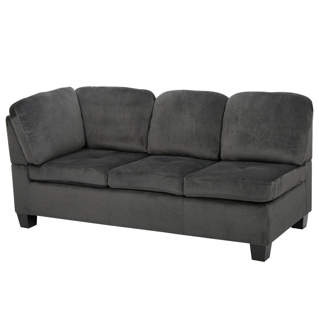 3piece Charcoal Fabric Sectional Sofa Set NH413692 Noble House