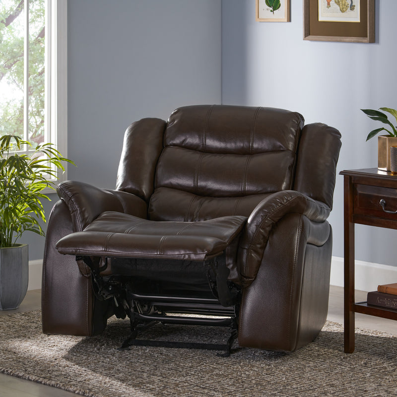 Brown PU Leather Glider Recliner Club Chair - NH644692