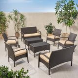 Outdoor 8 Seater Wicker Chat Set with Cushions - NH409903