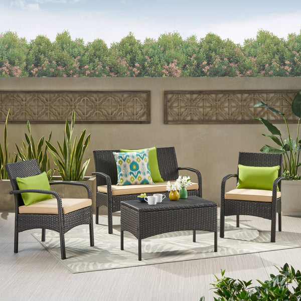Outdoor 4-Piece Multi Brown Wicker Chat Set - NH473692