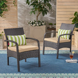 Outdoor Contemporary Wicker Club Chairs with Cushion (Set of 2) - NH908503