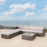 7pc Outdoor Wicker Sectional w/ Cushions - NH605003