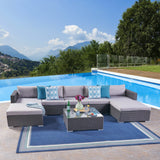 Outdoor 5 Seater Wicker Sectional Sofa Set with Cushions - NH357403