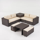 Outdoor 4 Seater V Shaped Storage Sectional Sofa Set with Ottomans - NH169903