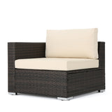 Outdoor 5 Seater L Shaped Wicker Sofa and Ottoman Set - NH759903