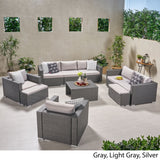 Outdoor 7 Seater Wicker Extended Sofa Chat Set with Ottomans - NH979903