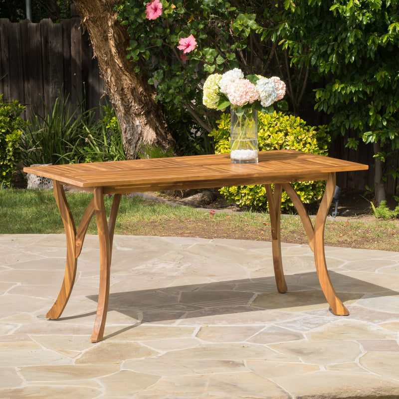 Teak Finish Acacia Wood Rectangular Dining Table - NH491892