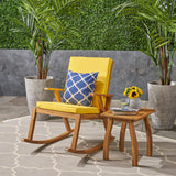 Outdoor Acacia Wood Rocking Chair with Side Table - NH735603