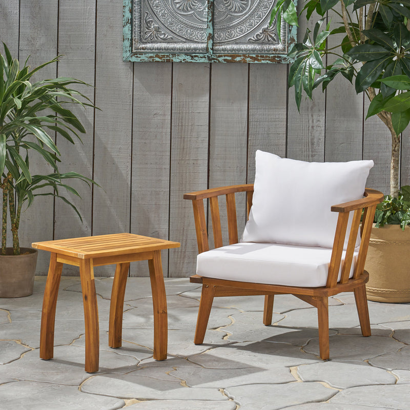 Outdoor Acacia Wood Club Chair and Side Table Set - NH326903
