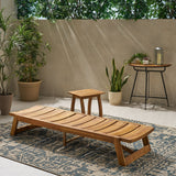 Outdoor Acacia Wood Chaise 2 Piece Lounge - NH162013