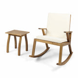 Outdoor Acacia Wood Rocking Chair and Side Table - NH717403