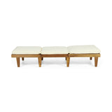 Outdoor Acacia Wood 3 Piece Chaise Lounge Set with Water-Resistant Cushions - NH247213