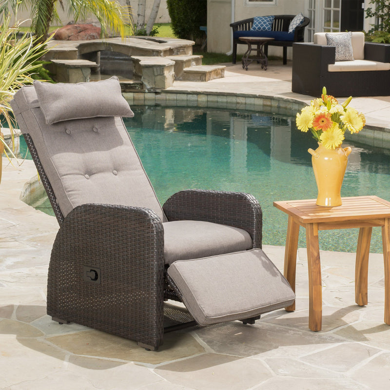Brown Outdoor Recliner with Cushion - NH462792