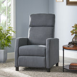 Contemporary Upholstered Pillow Top Gray Fabric Push Back Recliner - NH806692