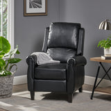 Black Leather Recliner Club Chair - NH795692