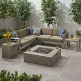 Outdoor 5 Seater Aluminum Chat Set with Fire Pit - NH485903