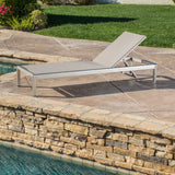 Modern Outdoor Gray Mesh Chaise Lounge with Wheels - NH168692
