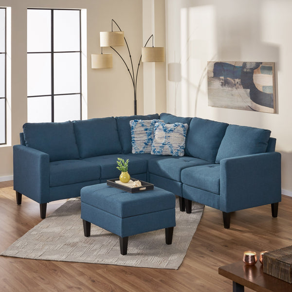 Fabric Sectional Couch with Storage Ottoman - NH711003
